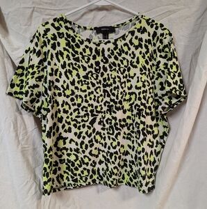 Neon Leopard Print Long Crop Tee